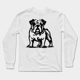 Stick figure bulldog in black ink Long Sleeve T-Shirt